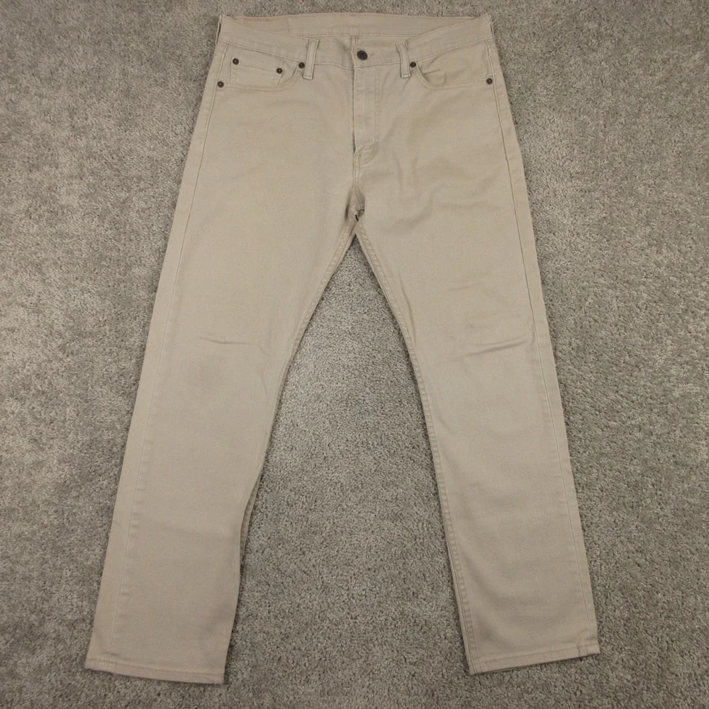 Levis Pants Mens 32x30 Beige Khaki 513 Slim Straight 5 Pocket Jeans Flex Office